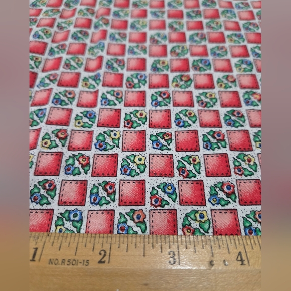 Vintage Rate Blocks Floral Cotton Sewing - Quilting Fabric 3 YARDS - Picture 3 of 9